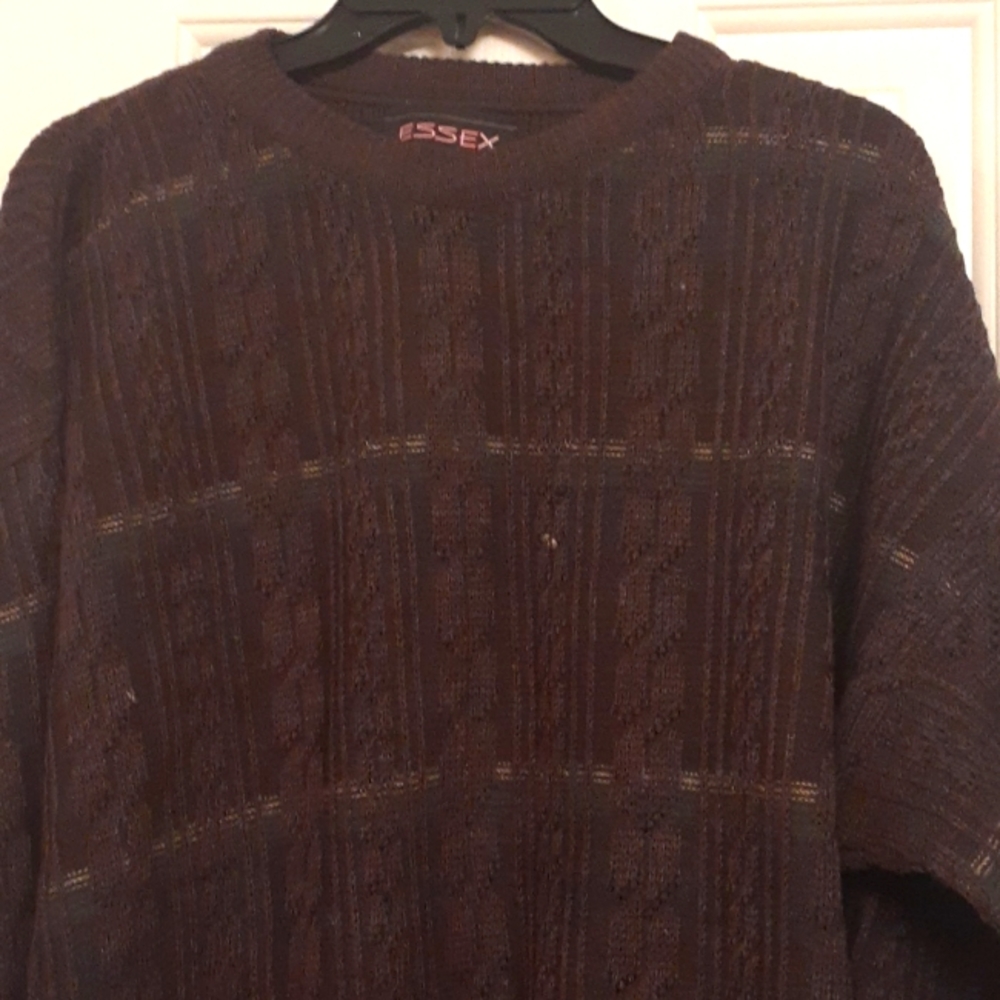 Nwot ESSEX Sweater Size XL 100% Acrylic Brown with green,cream& touch of black